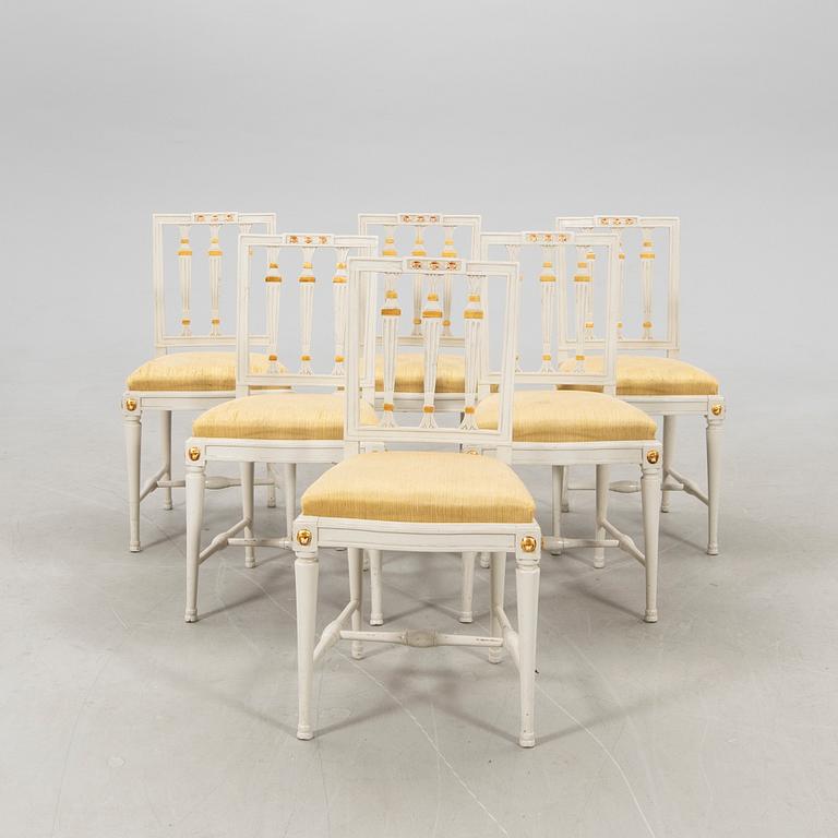 Chairs, 6 pcs., Late Gustavian Lindome works from the early 19th century.