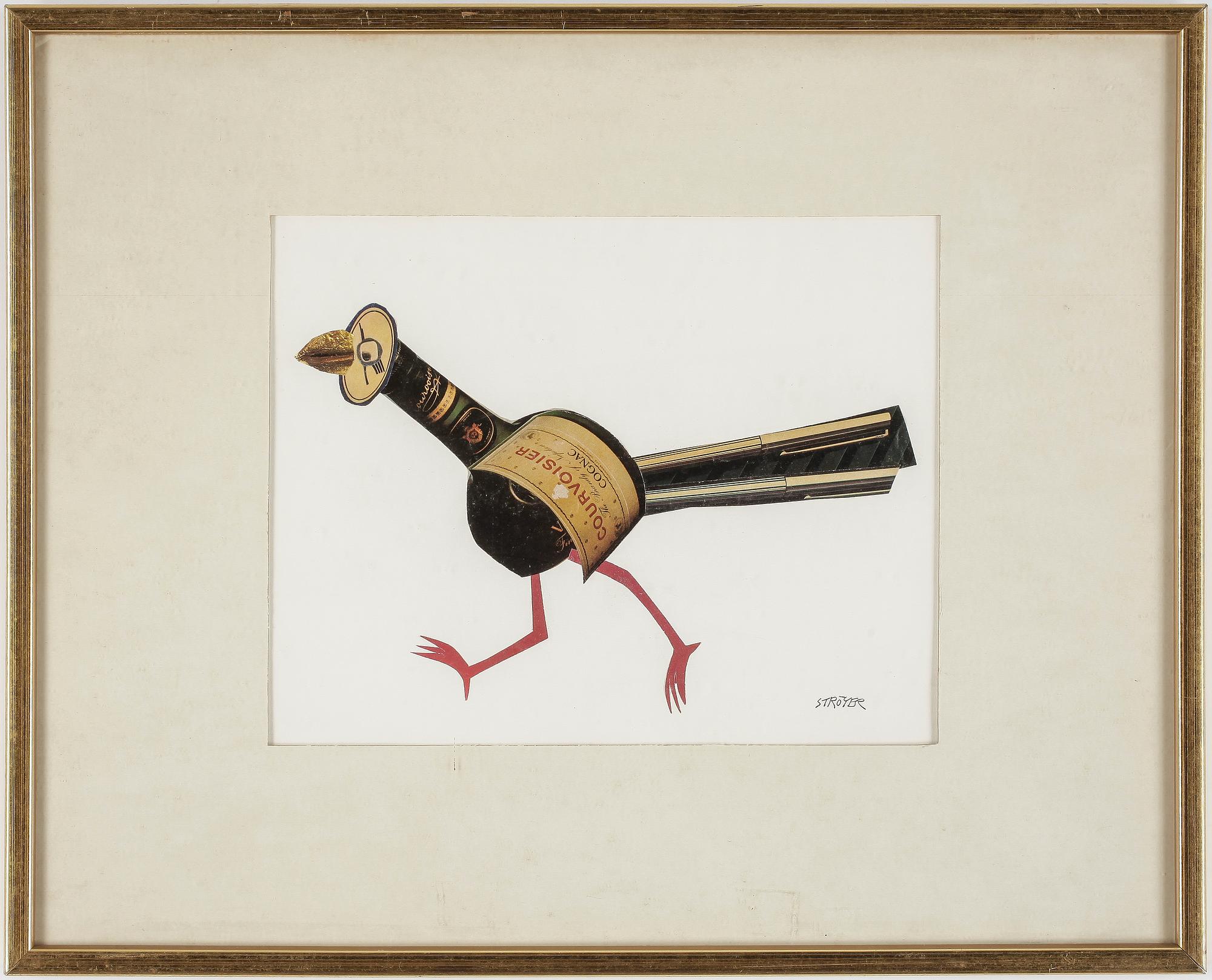 POUL STRÖYER, collage, signerad.