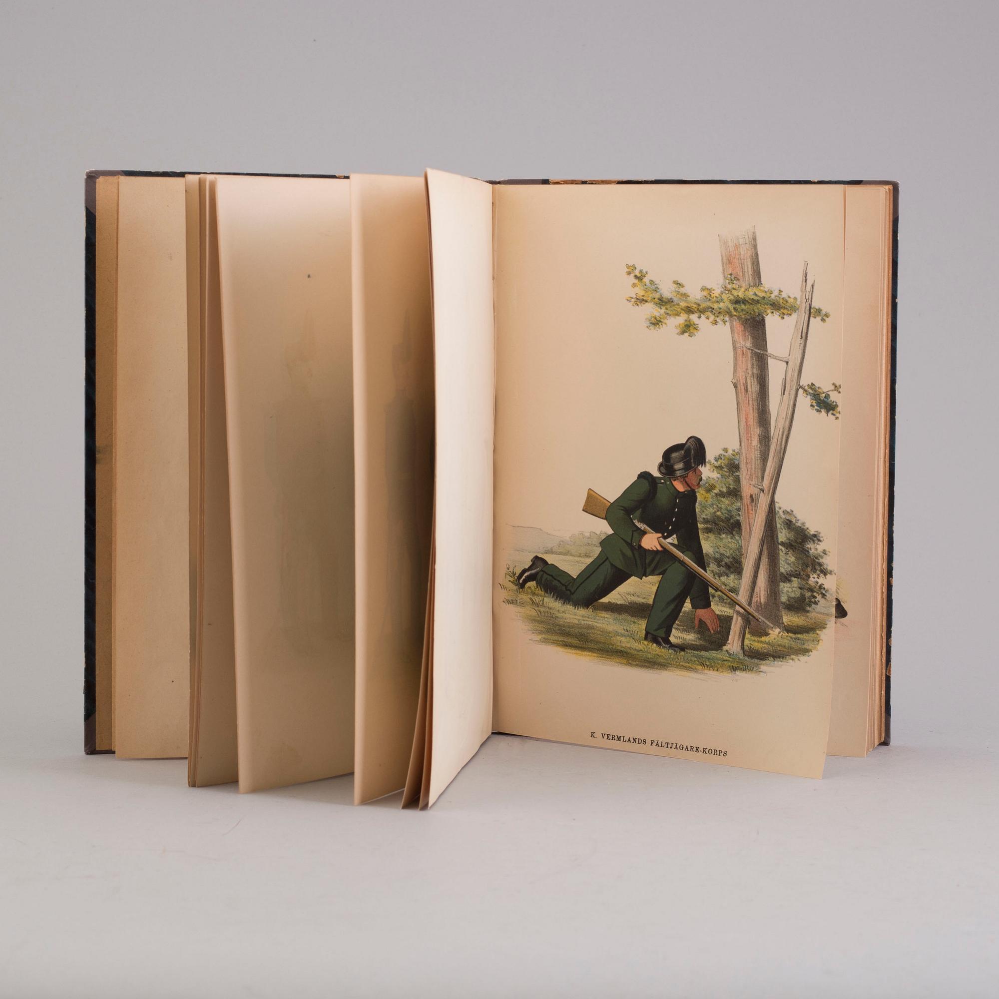 Book, Harald Oscar Prytz "Svenska arméens och flottans uniformer. Jemte smärre historiska uppsatser m.m." , 1890.