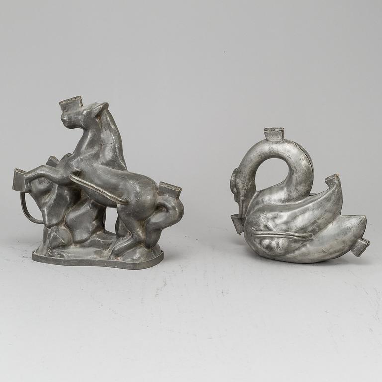 GLASSFORMAR, 2 st, tenn, omkring 1900.