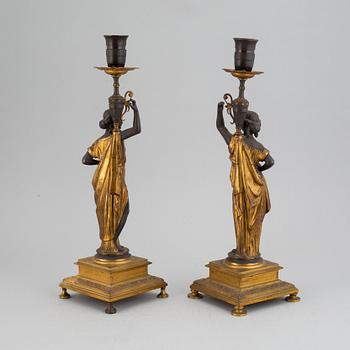 A pair of bronze table lamps, second half of the 19th century.