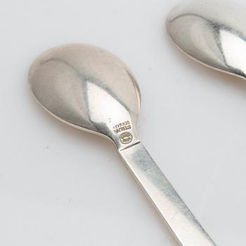 Georg Jensen, Teaspoons, 8 pieces, “Parallel”, silver, Denmark, mid-20th century.