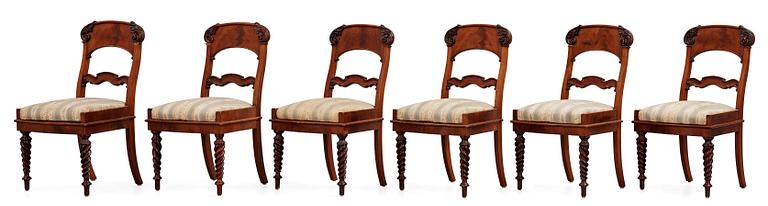 A set of Russian/Baltic late Empire 19th century four armchairs and six chairs.