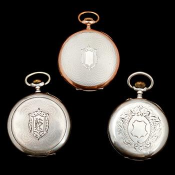 FICKUR, 3 st, silver, tidigt 1900-tal.