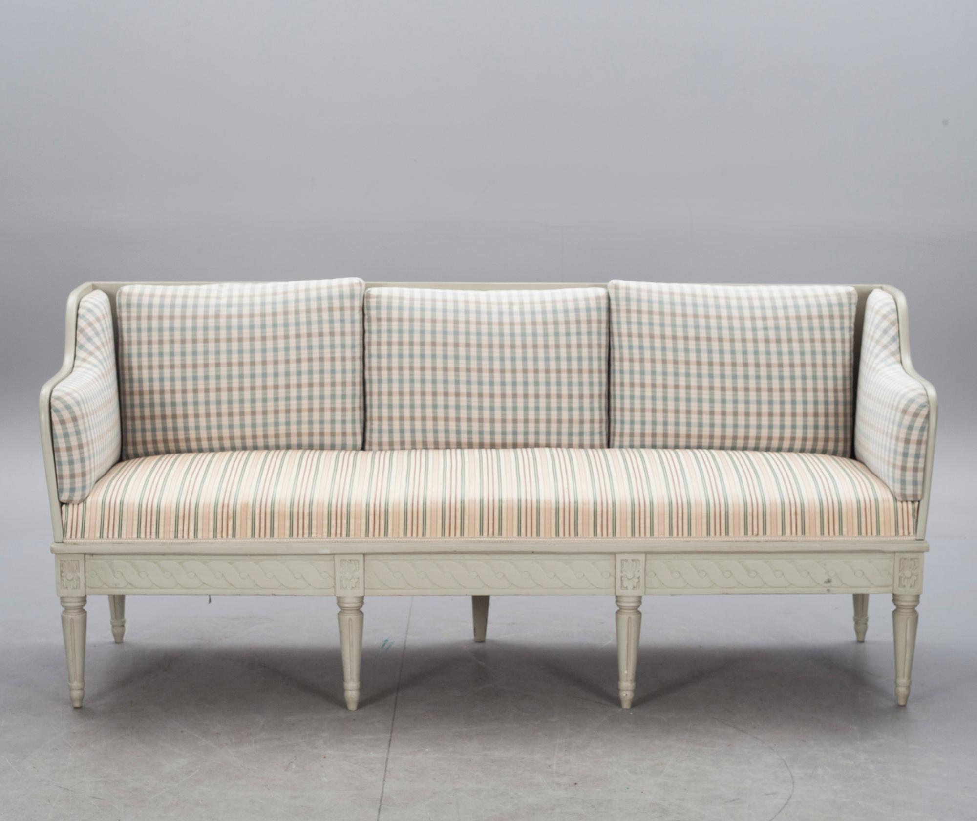 TRÅGSOFFA, gustaviansk stil, 1800/1900-tal.