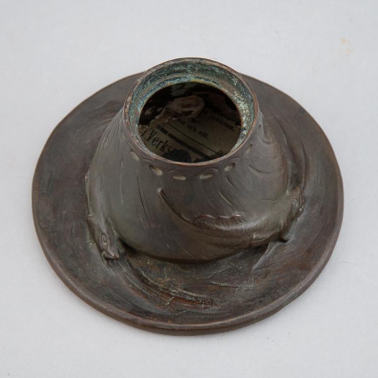 Ragnhild Söderling, an Art Nouveau bronze inkwell, signed R. Söderling. Foundry mark A.B. E. Gj-metod Stockholm.