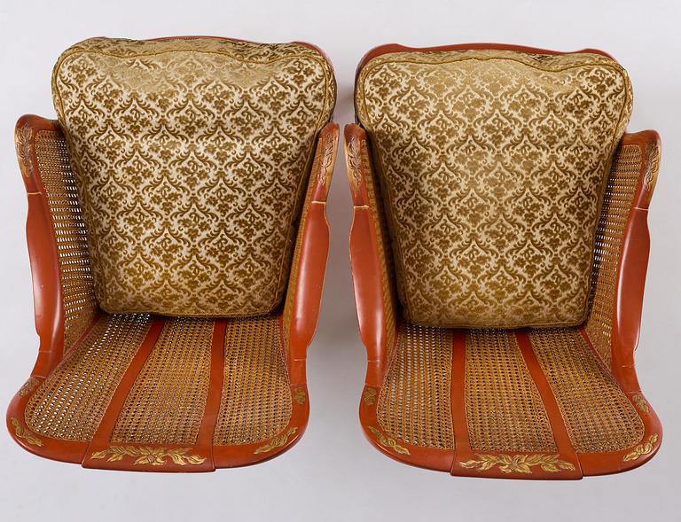 Carl Malmsten, a pair of Swedish Grace armchairs, cabinetmaker Albin Johansson, Stockholm, for Villa Kvikkjokk, 1927-28.