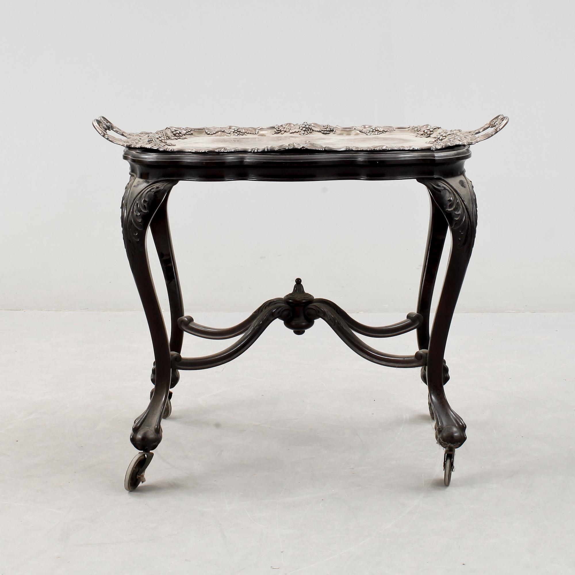 SERVERINGSBORD, pläter samt trä, nyrokoko, 1800-talets andra hälft.