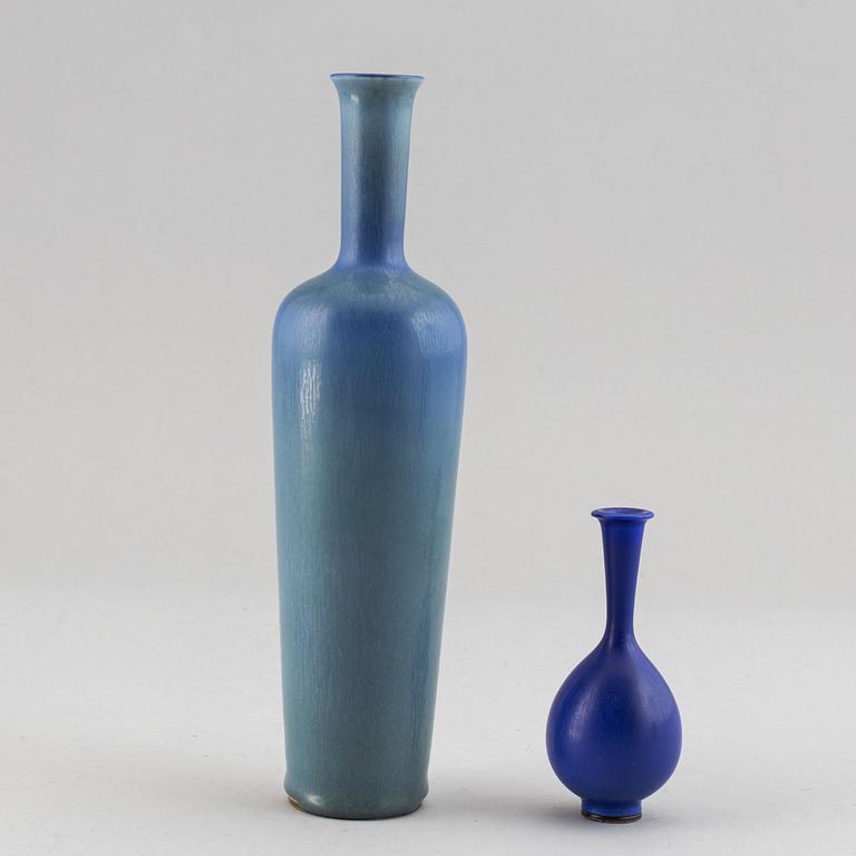 Berndt Friberg, two stoneware vases, Gustavsberg studio, Sweden, one dated 1955.