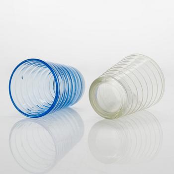 Aino Aalto, A set of 9 1930's-1940's drinking glasses, "Bölgeblick" for Karhula Glassworks, Finland.