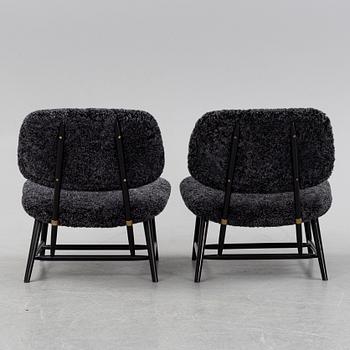 A 1950's pair of 'TeVe' easy chairs by Alf Svensson.