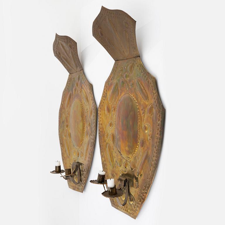 A pair of copper sconces. Around year 1900.
