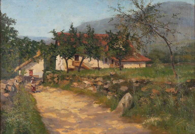Okänd konstnär, 1800-tal, Vandrande kvinna, Italien.