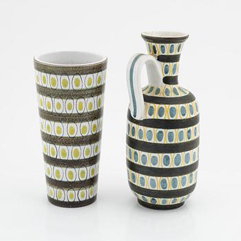 Stig Lindberg, vaser, 2 st, fajans, Gustavsberg Studio.