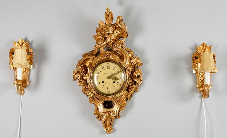 VÄGGUR och VÄGGLAMPETTER 1 par, 1900-talets mitt.