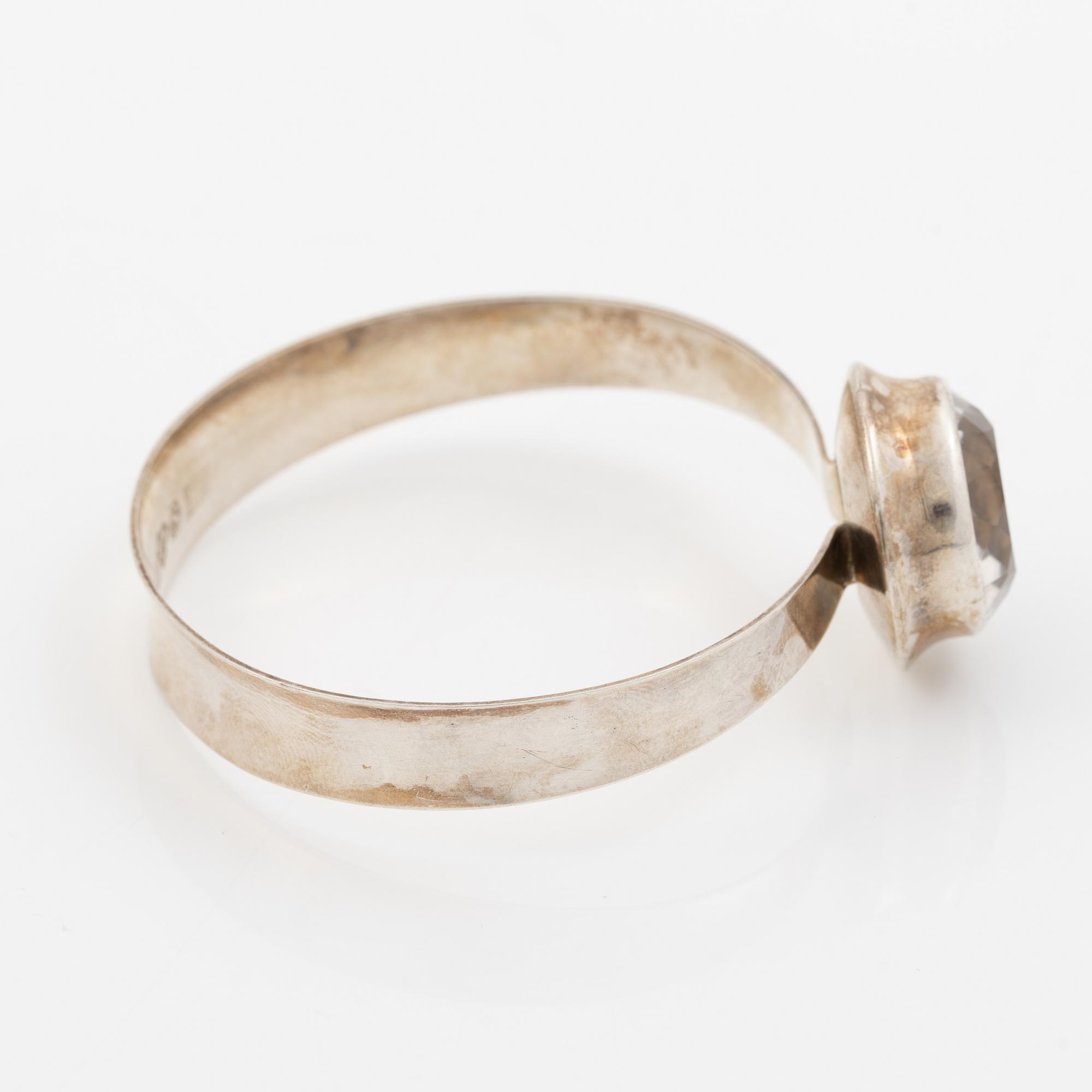 A silver with rock crystal bangle, Åke Lindström, BEH, Köping, 1969.