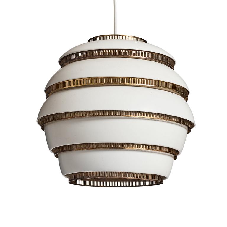 Alvar Aalto, a white lacquered "Beehive" ceiling light, Valaistustyö, Finland.