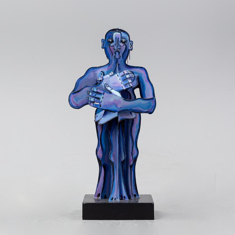 Timo Solin, skulptur, bemålad metall/järn, signerad och daterad -93.