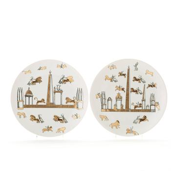 Piero Fornasetti, a set of eleven porcelain plates, Milano, Italy.