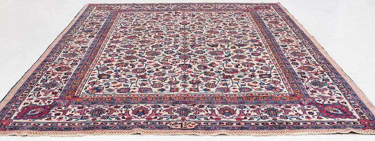 A semi-antique Meshad carpet, signed Saber, c. 369.5 x 300 cm.