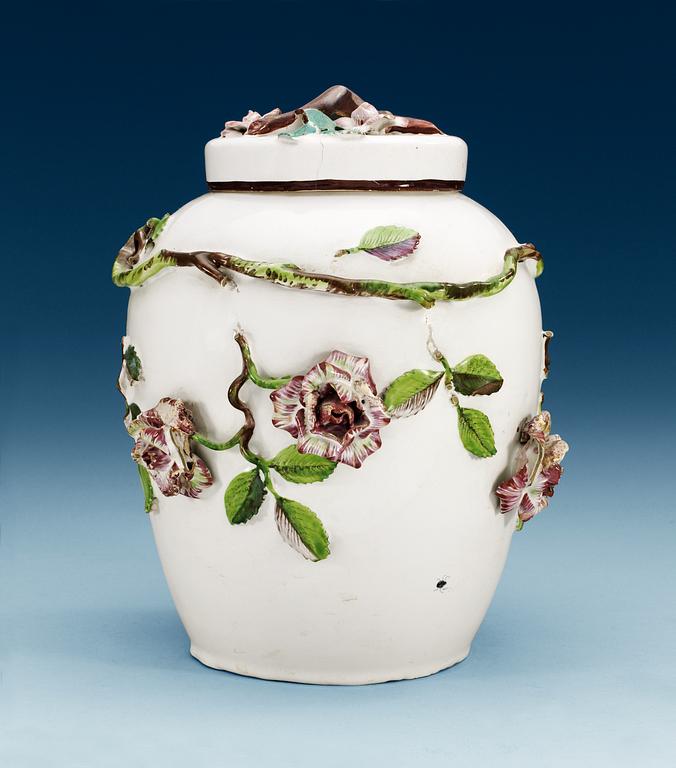 A Swedish Marieberg faience jar, period of Ehrenreich (1758-66).