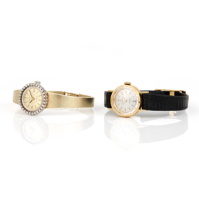 ARMBANDSUR, 2 st, dam, 'Classic' Dugena och 'Eterna Matic' Sahida, 1900-tals mitt.