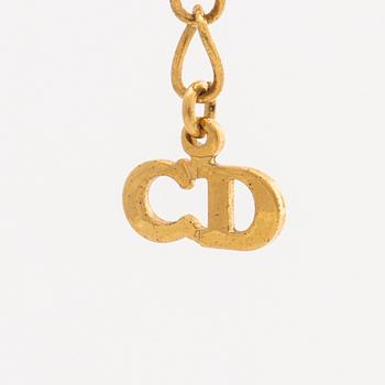 DIOR, PENDANT with CHAIN, metal, length approx 50 cm, pendant approx 3,5 x 3 cm.