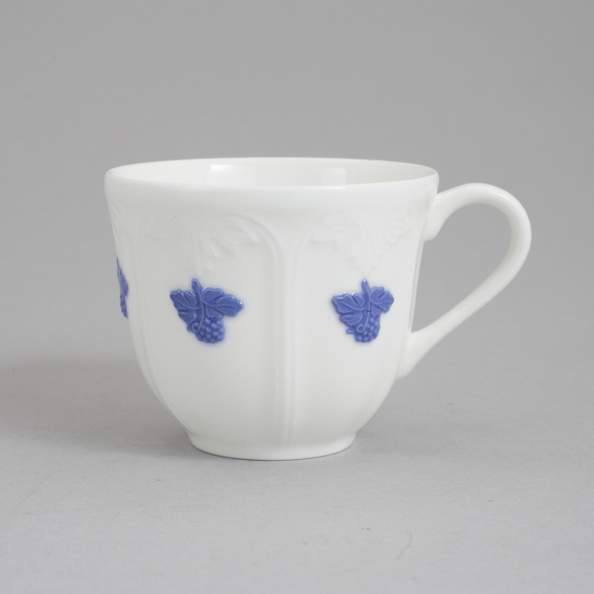 KAFFEKOPPAR, 6 st, porslin, "Blå Blom" Rörstrand.