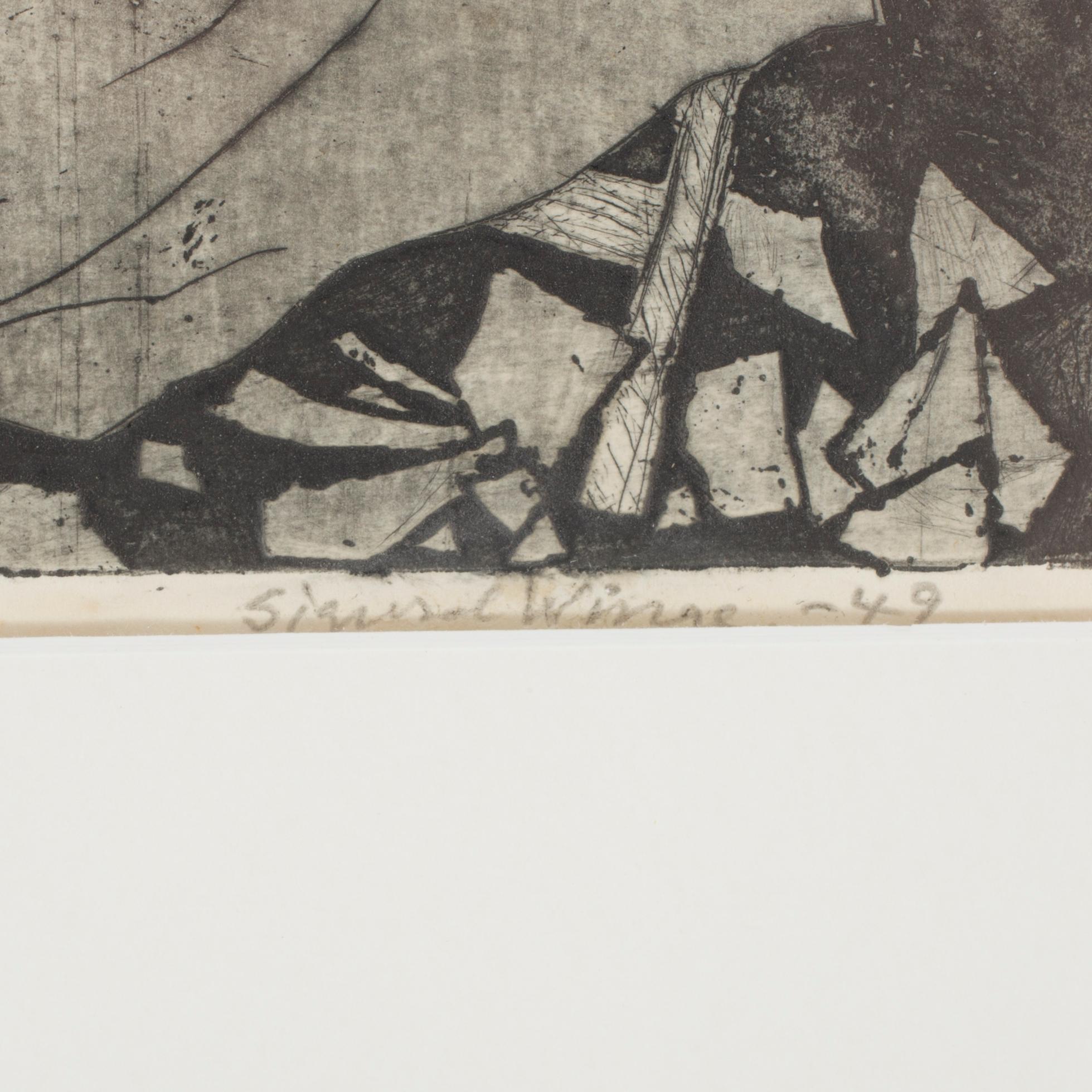 SIGURD WINGE, etching, dated -49 och numrerad 3/8.