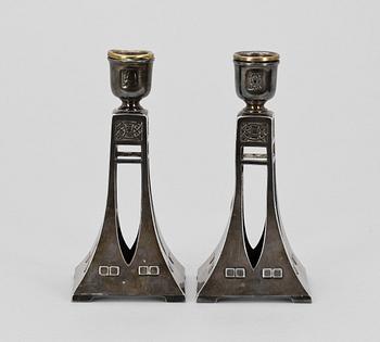 LJUSSTAKAR, ett par, WMF. Jugend 1900-talets början.