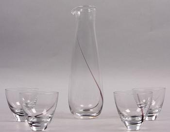 KARAFF SAMT GLAS, 4 st, Vicke Lindstrand, Kosta.