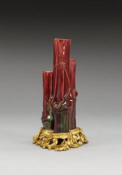 A gilt-bronze mounted flambé glased vase, Qing dynasty (1644-1912).