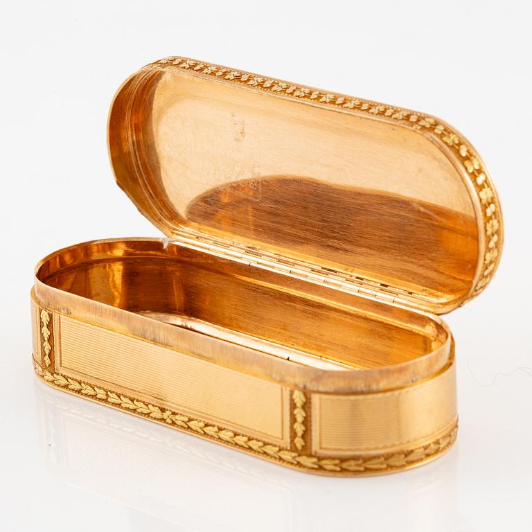 A Swedish 18th century 18K gold-box, mark of Friedrich Fyrwald, Stockholm 1794.