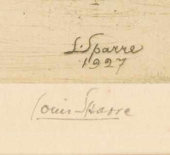 Louis Sparre, etching, signed in pencil and marked 'före upplaga 4/10, 1937'.