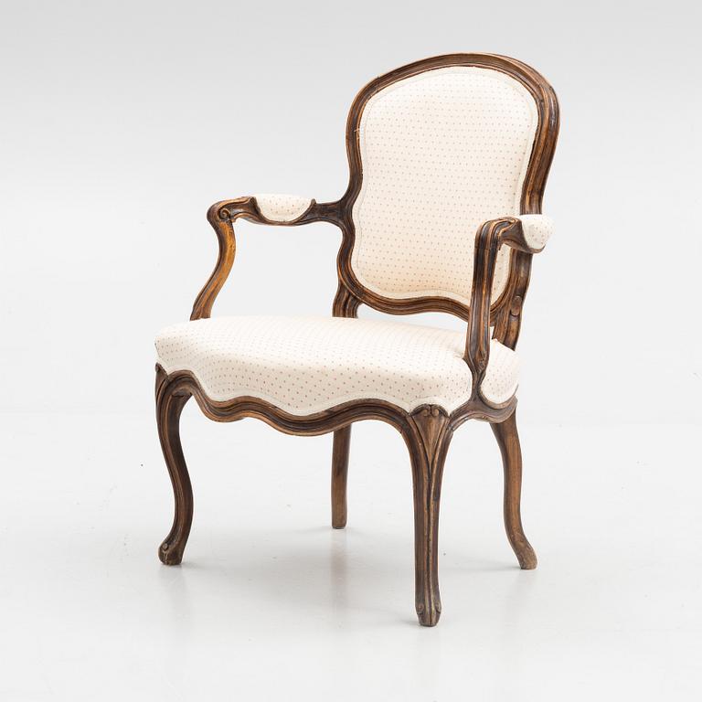 A Rococo armchair, second half of the 18th century.