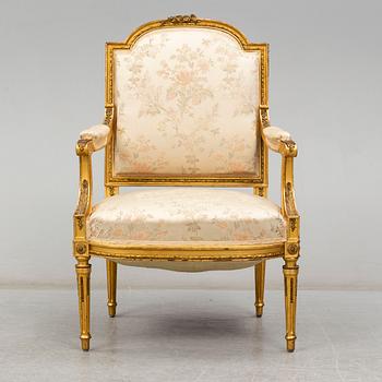 A late 19th century Louis XVI-style armchair.