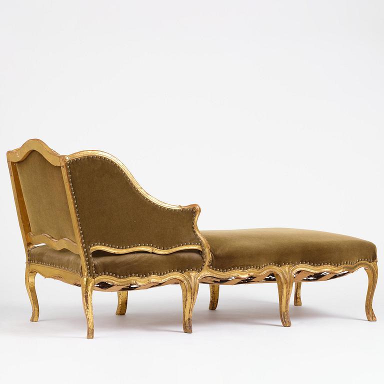 A French Louis Xv giltwood lit de repos, later part 18th century.