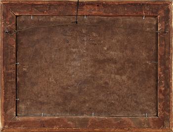 OKÄND KONSTNÄR, olja på pannå, signerad I? Calvert, 1828.