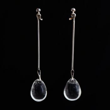 Vivianna Torun Bülow-Hübe, "dew drop" earrings, silver and glass drops.