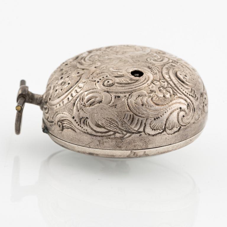 Lincke, Copenhagen, a silver case pocket watch, mid 18th century.