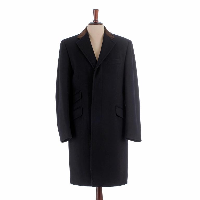 PARK HOUSE, a dark blue wool and cashmere coat / covert coat, storlek 50.