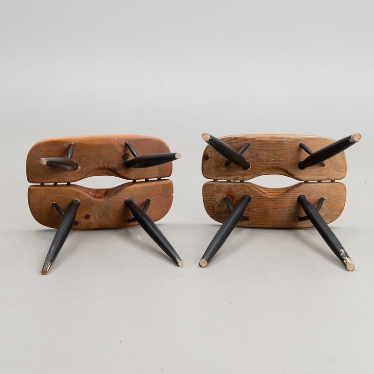 A pair of Pirkka stools manufactured by Laukaan Puu and designed in 1955.