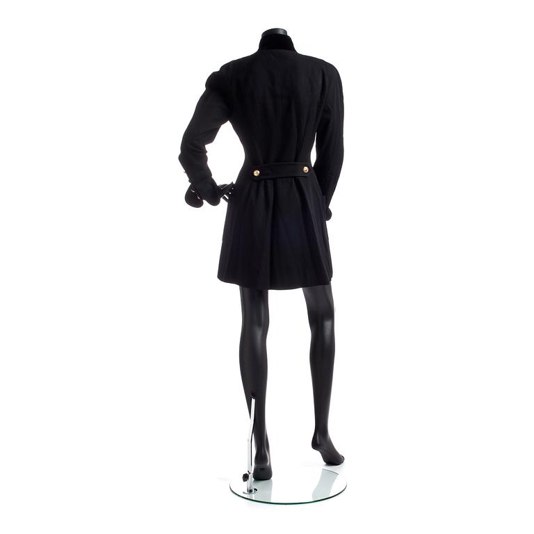 CHANEL, a black wool jacket/dress.