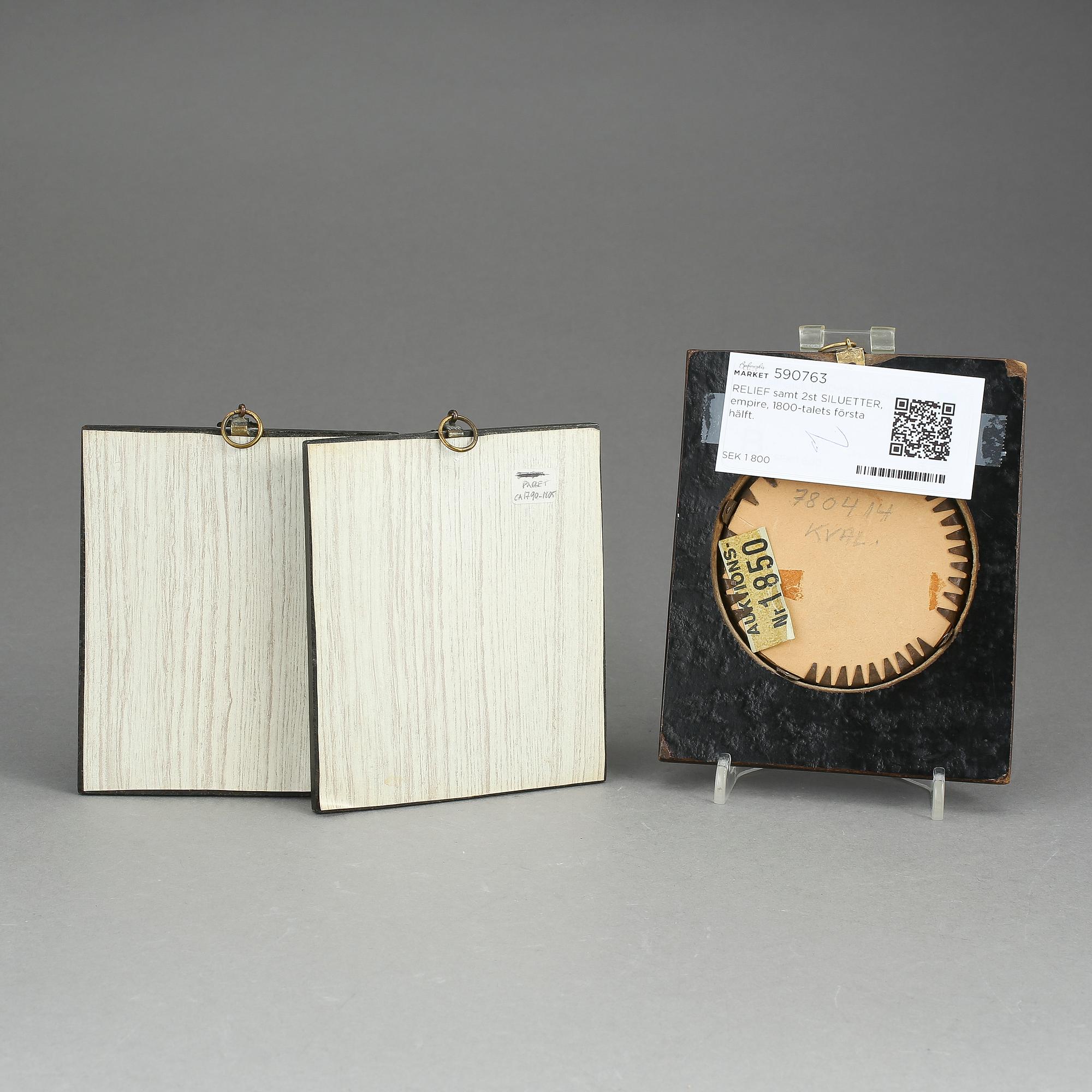 RELIEF samt 2st SILUETTER, empire, 1800-talets första hälft.