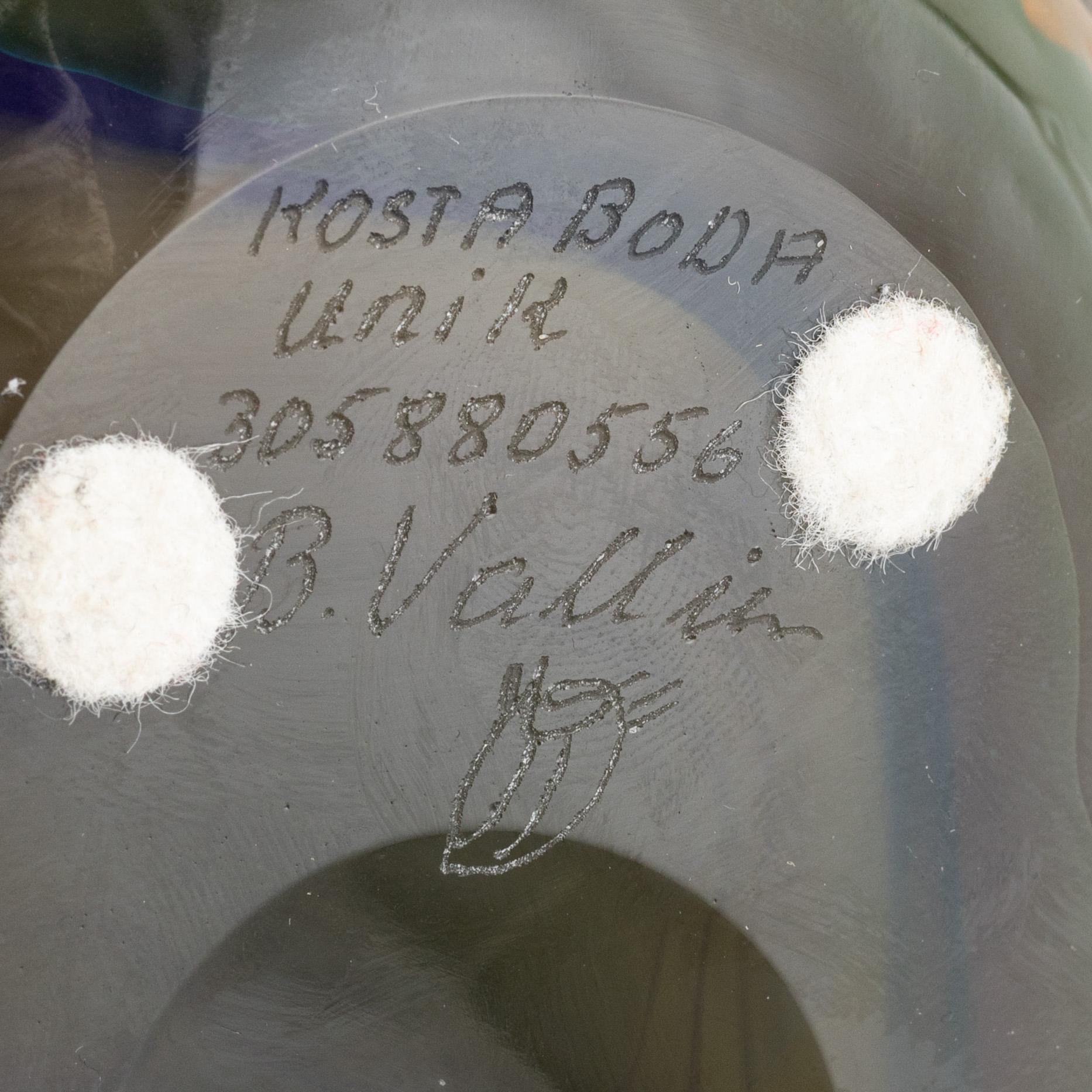 Bertil Vallien, a unique blasted glass vase, Kosta Boda, Sweden.