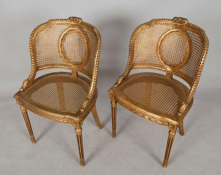 KARMSTOLAR, 1 par, Louis XVI stil, 1900-talets mitt.