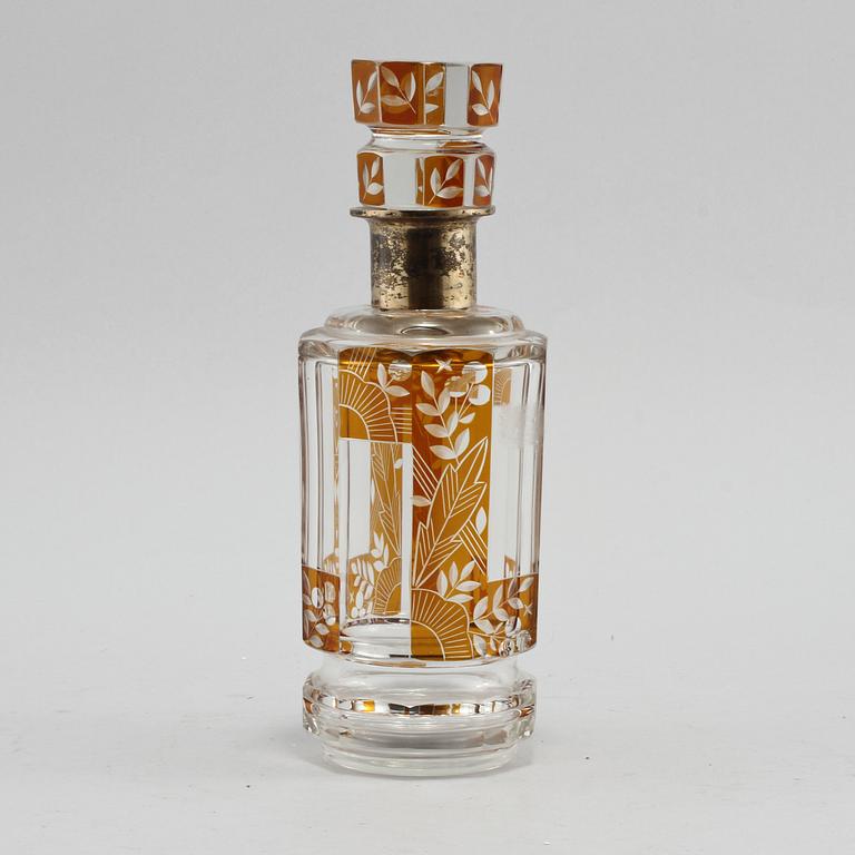 KARAFF, glas samt silver, 1939.