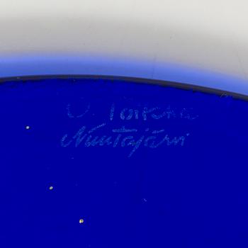 Oiva Toikka, Fat / underlägg, 2 st, glas, signerade O. Toikka Nuutajärvi.