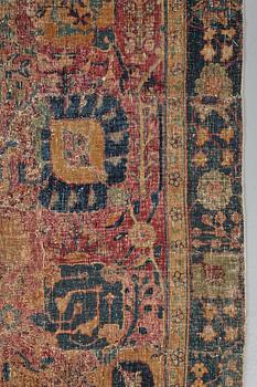 CARPET FRAGMENTS, an antique Kerman Vase-carpet, the beginning of the 18th century, ca 193,5 x 103,5 cm.