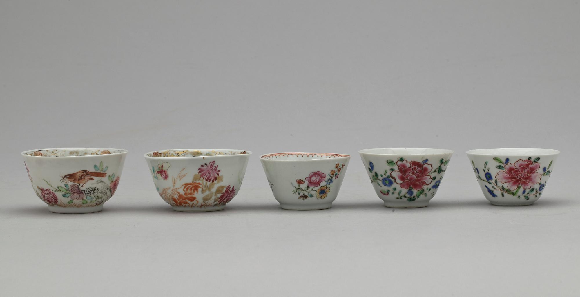 KOPPAR, 5 st samt FAT, 3 st, porslin, Kina, 1700-tal.